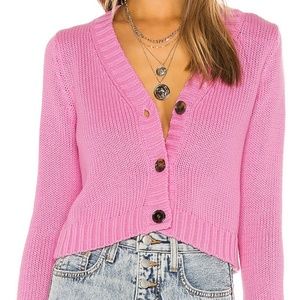 525 America Cropped Cardigan Sweater! Size L, Neon Pink.
